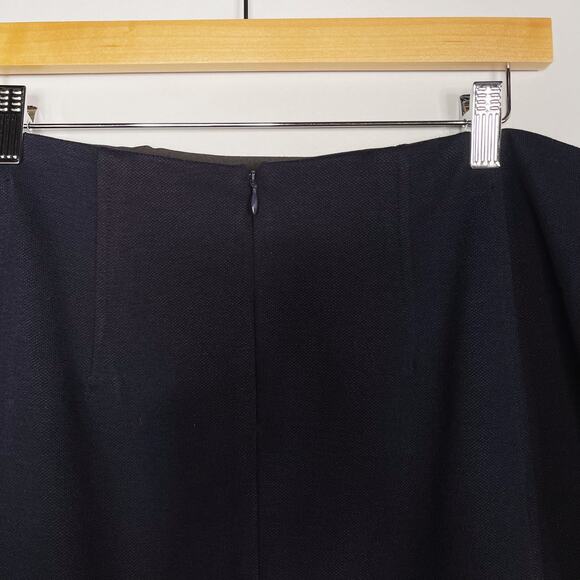 MM Lafleur +1 Navy Blue Textured Jacquard Knit Mini Skirt Zip Back Work Career - Picture 5 of 8